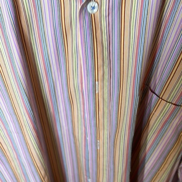 Bugatchi Uomo Striped Pink Multi Color Size XL Shirt - Picture 7 of 11